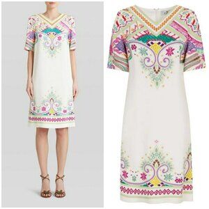 💕ETRO💕 Tavolara Printed V-neck Shift Dress ~ Multi-Color Paisley Print 48 EU